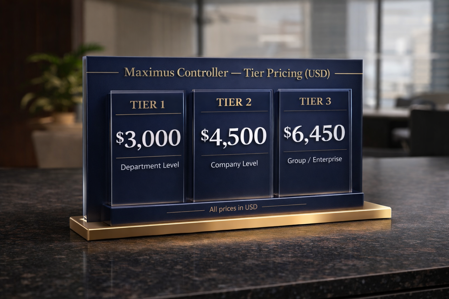 Maximus Controller Tier Pricing (USD)