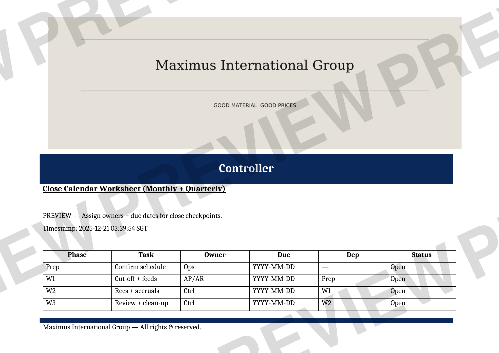 Quarterly Close Drill
