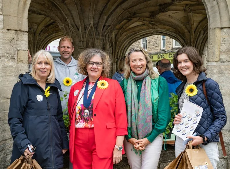 Members of Malmesbury in bloom, Deputy Mayor ,Kate Durr garden designer Jamie Johnstone Chairman MGC