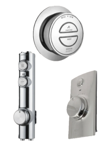 Aqualisa Quartz, Visage and I-system digital shower controls in chrome finish