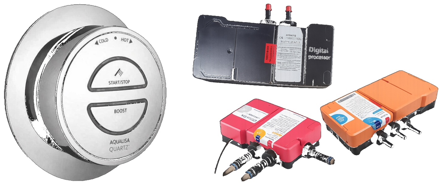 Aqualisa Quartz digital controller and 3 different digital processors