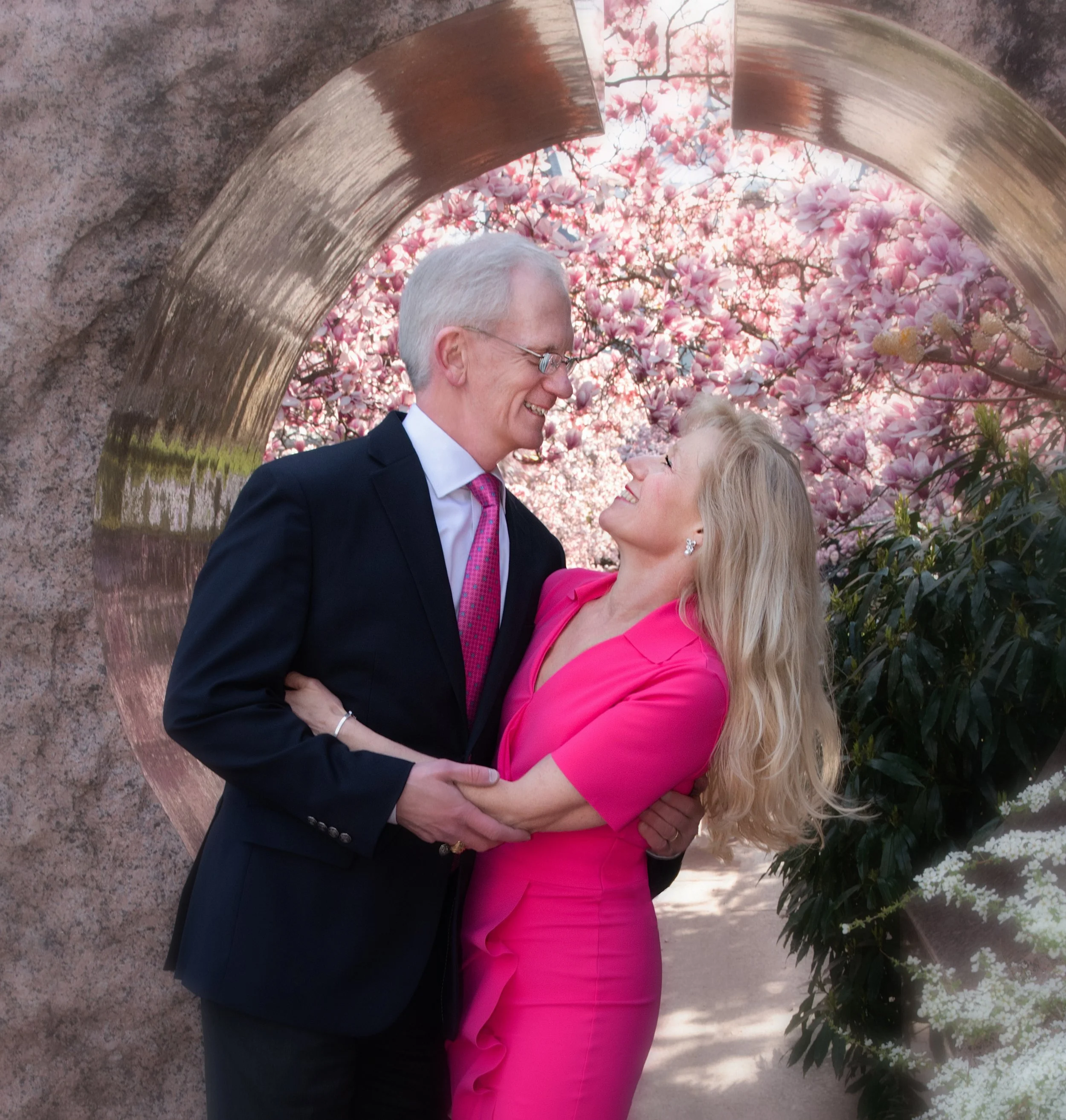 couple, cherry blossoms, washington dc