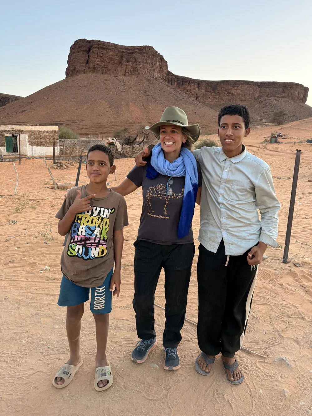 With two boys in an Adrar village