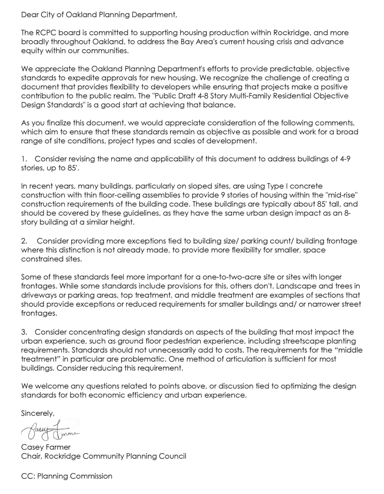 RCPC Weighs in on City of Oakland’s Objective Design Standards for 4-8 Story, Multifamily Residential Units