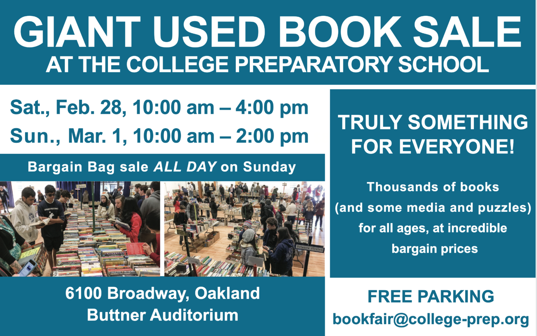 The College Preparatory School’s Annual Used Book Sale