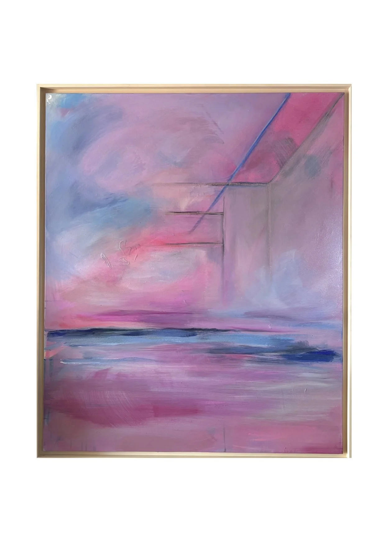 A manhã da maré azul noroeste, 
Northwest blue morning tide, 2025.

Óleo e acrílico sobre tela, 120 x 100cm 
 Acrylic and oil paint on canvas, 120 x 100 cm