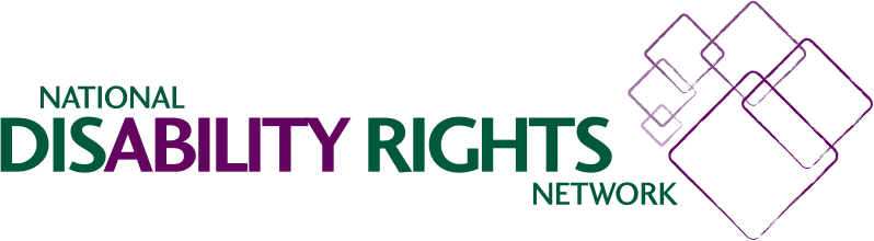 Logo of the National Disability Rights Network featuring stylized purple and green geometric shapes.