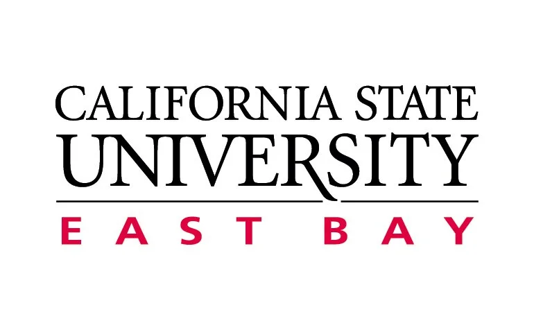 Logo of California State University, East Bay, featuring the university's name in black and red text.