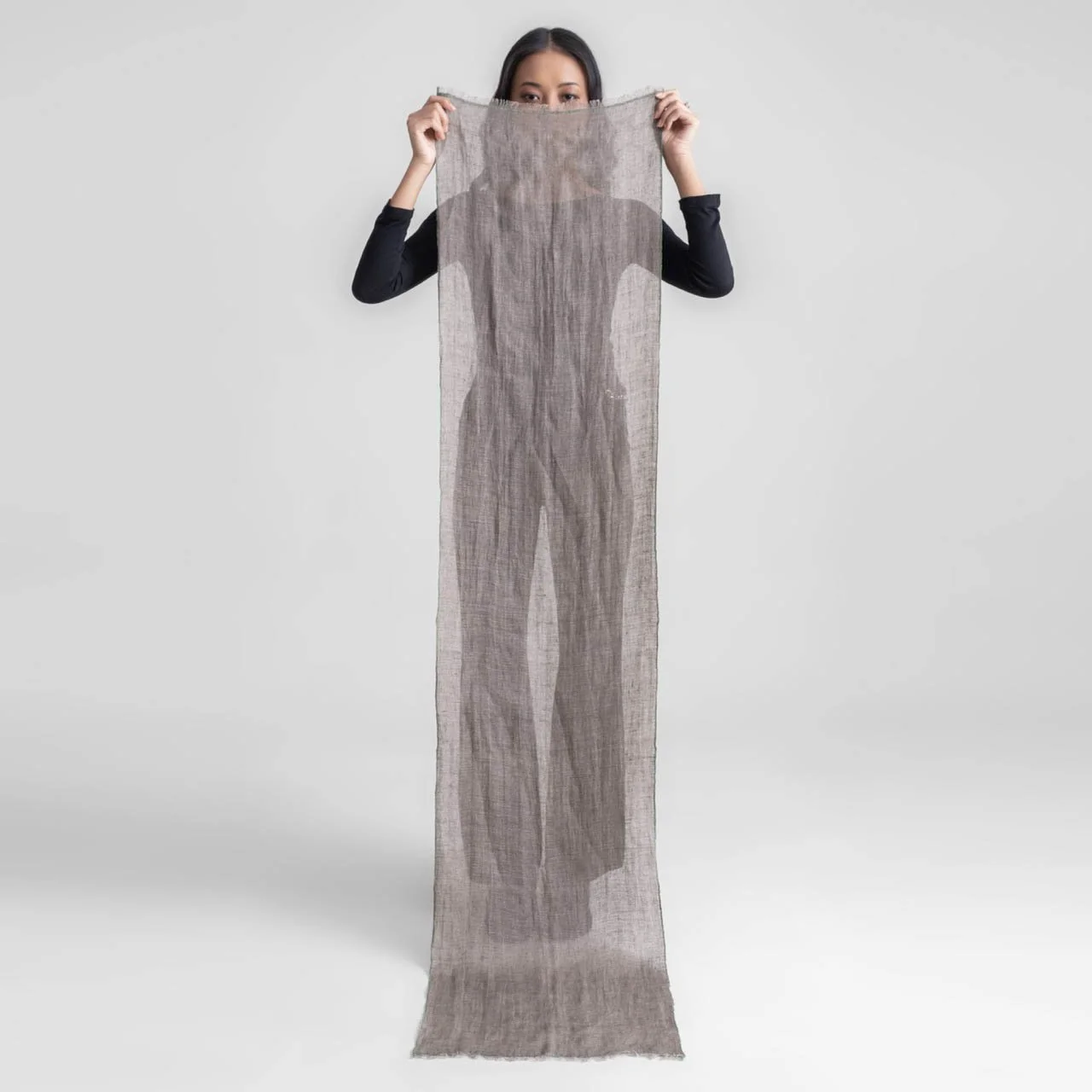 Taupe Drift Handwoven Linen Scarf