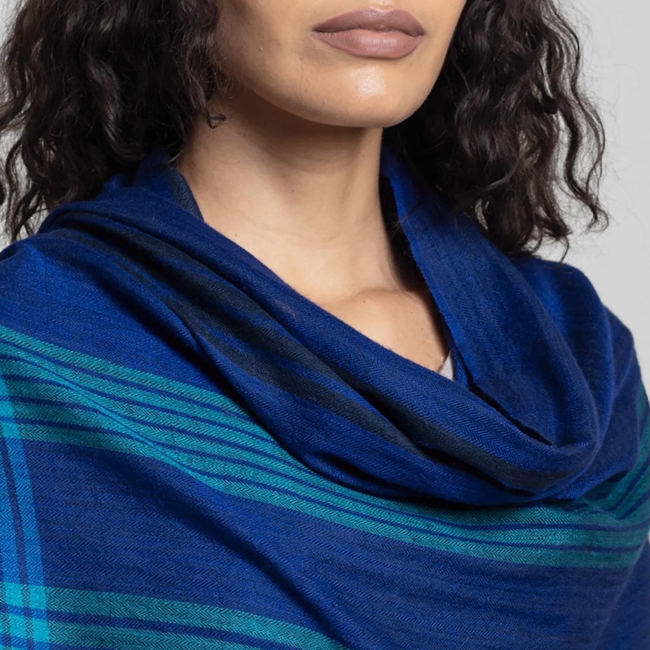Cobalt Drift Handwoven Cashmere Scarf