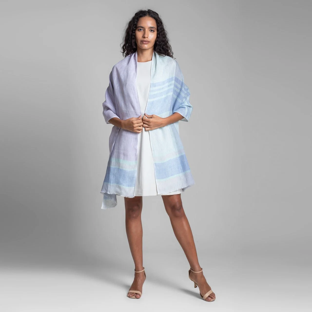 Blue Hush Handwoven Linen Scarf