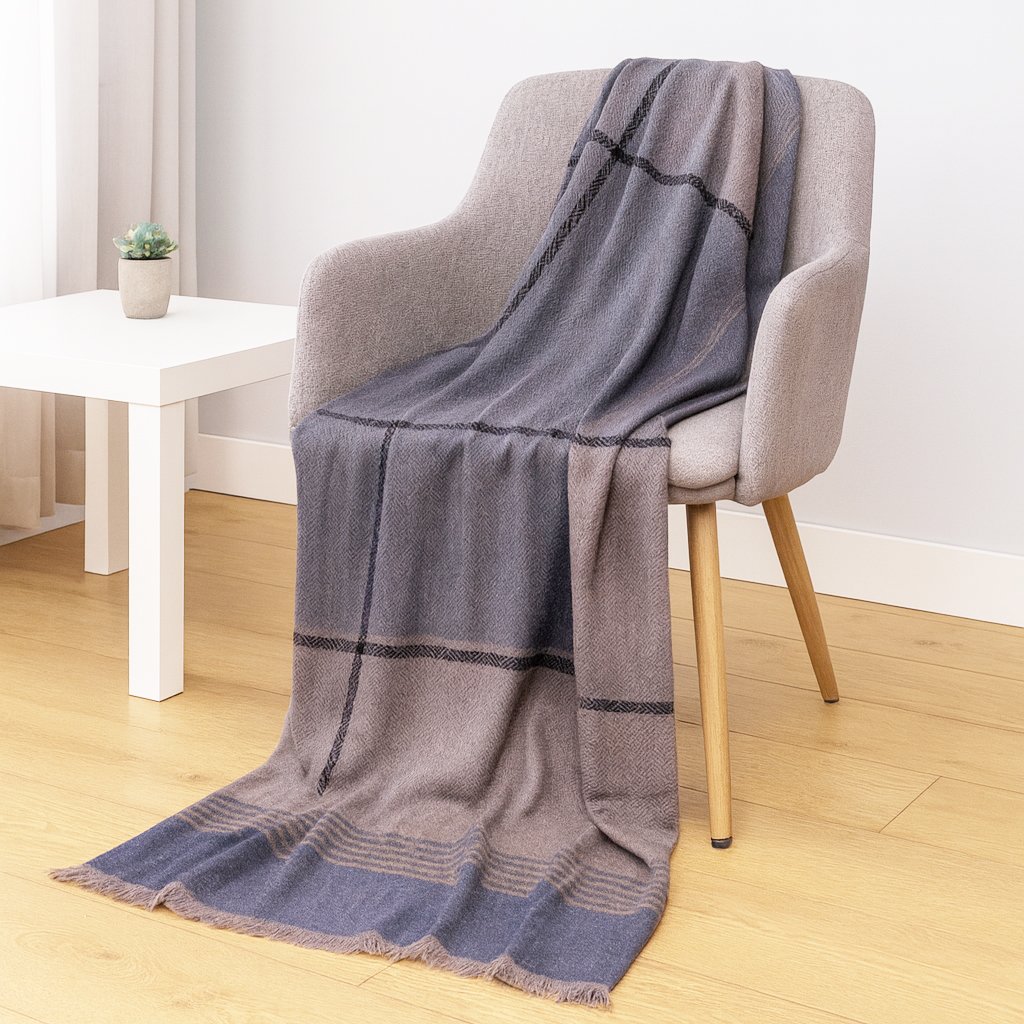 Dusky Horizon Handwoven Cashmere and Wool Throw