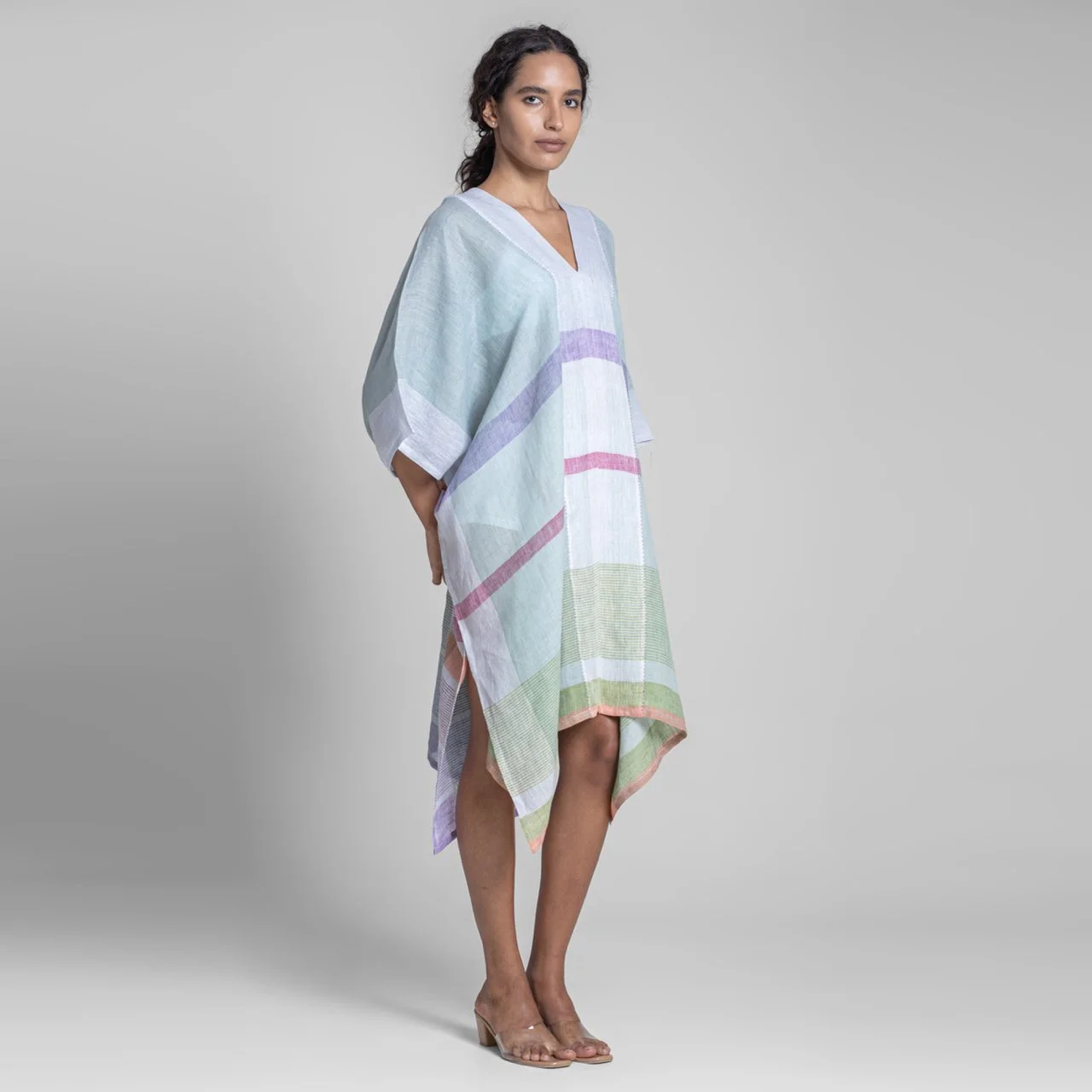 Pastel Weave Linen Kaftan