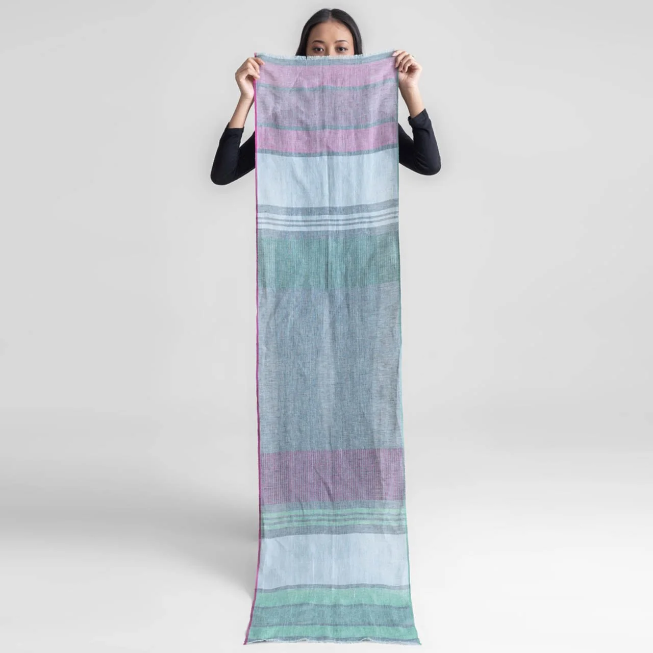 Pastel Drift Handwoven Linen Scarf