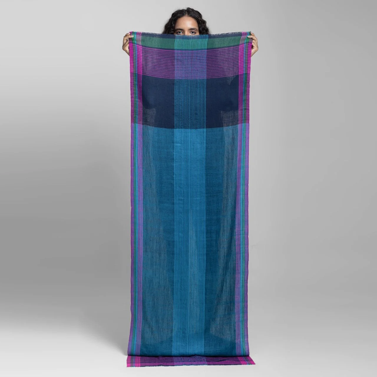 Teal Aurora Handwoven Cashmere Scarf