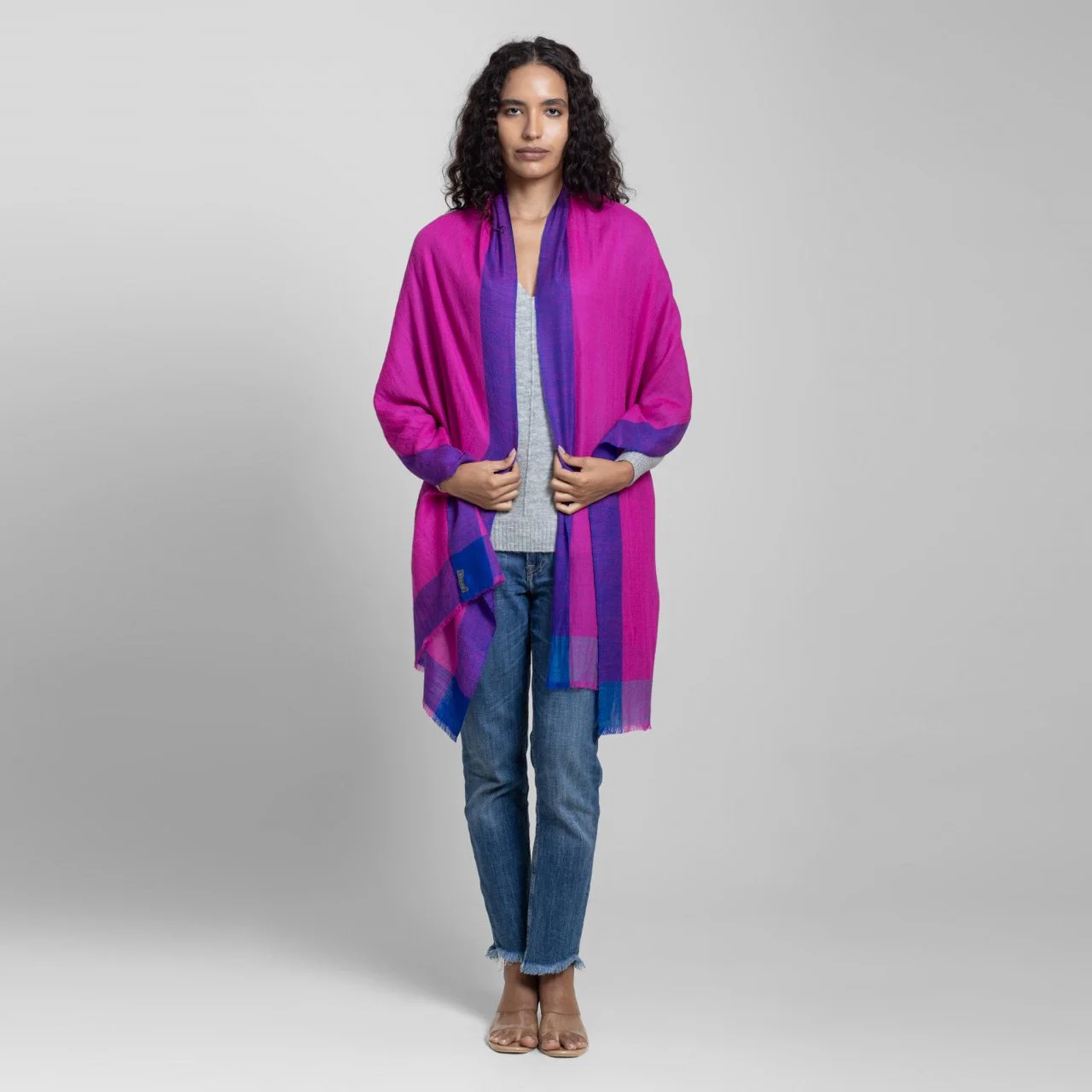 Magenta Bloom Handwoven Cashmere Scarf