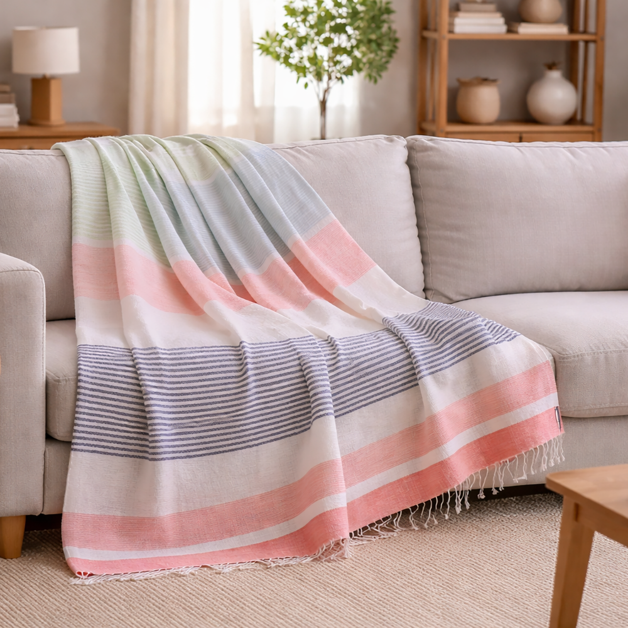 Morning Blush Linen Blend Throw