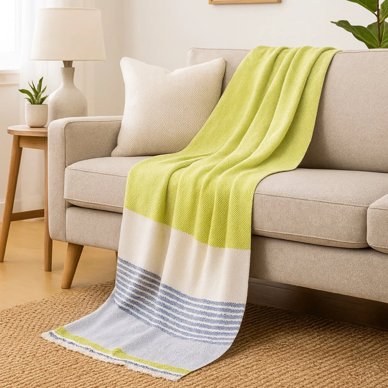 Morning Dew Handwoven Cashmere and Wool Throw