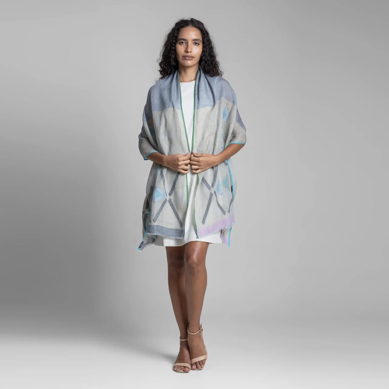 Linear Calm Handwoven Linen Scarf