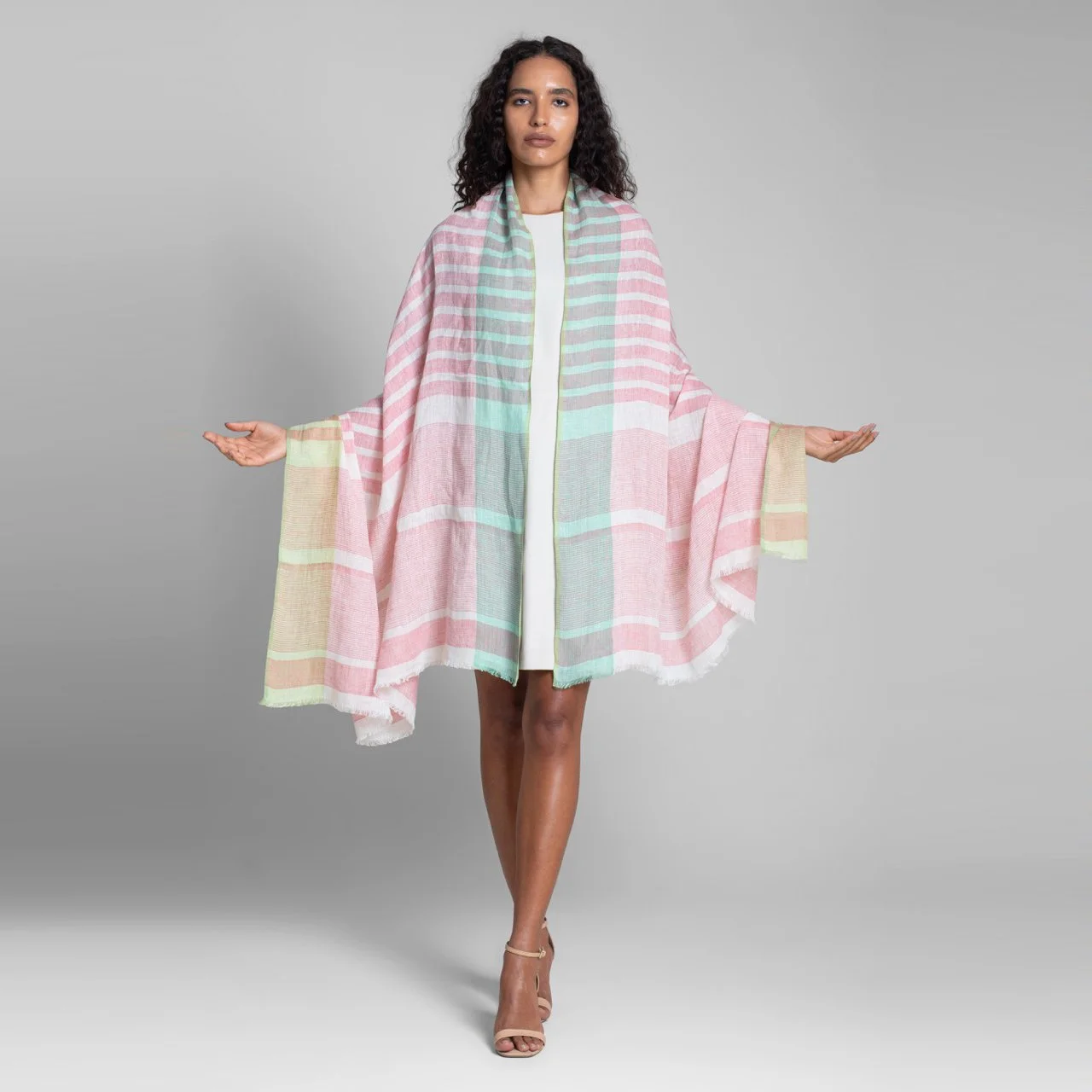 Rose Whisper Handwoven Linen Wrap