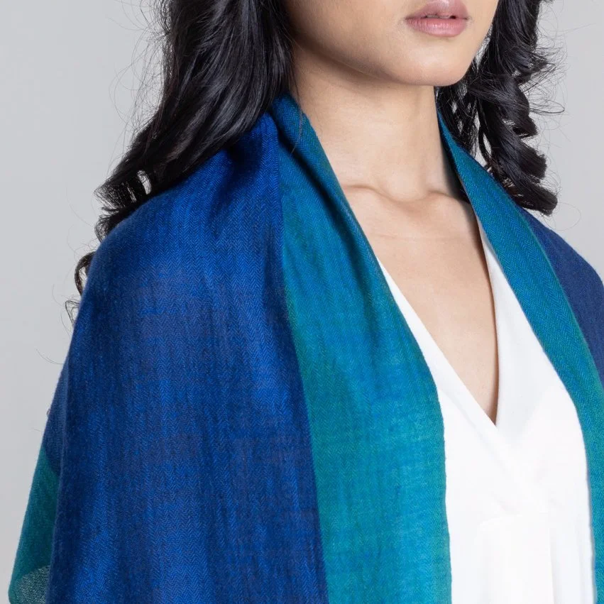 Ocean Mirage Handwoven Cashmere Scarf
