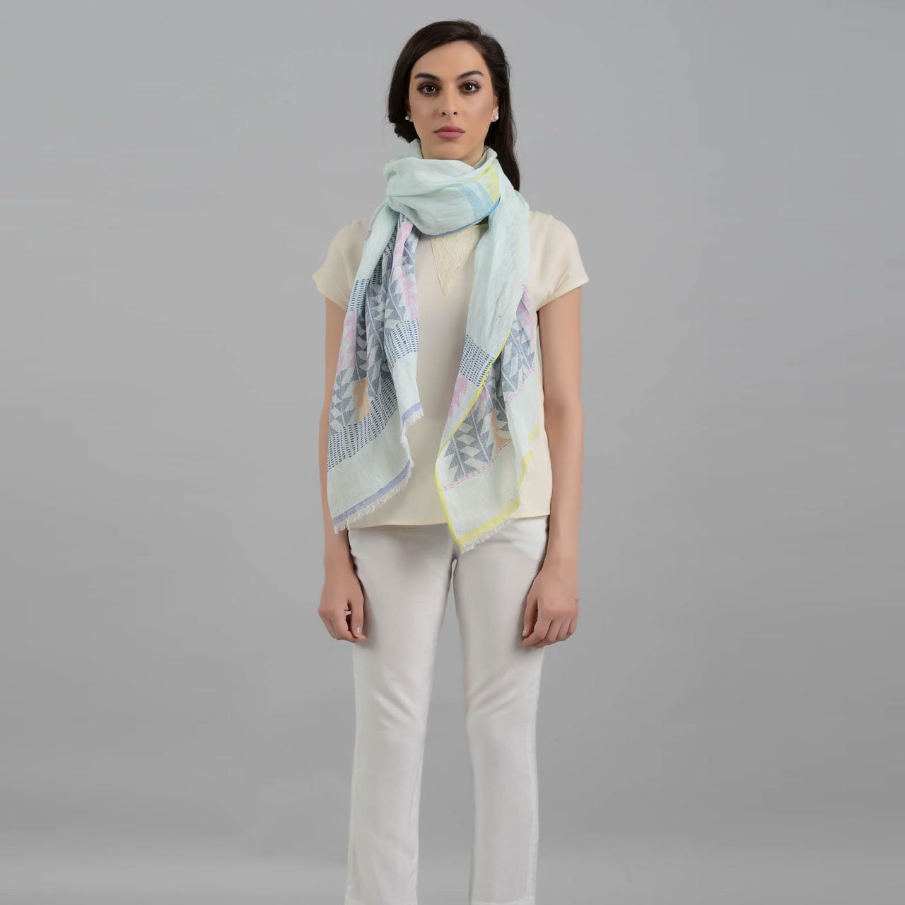 Silent Pattern Handwoven Linen Scarf