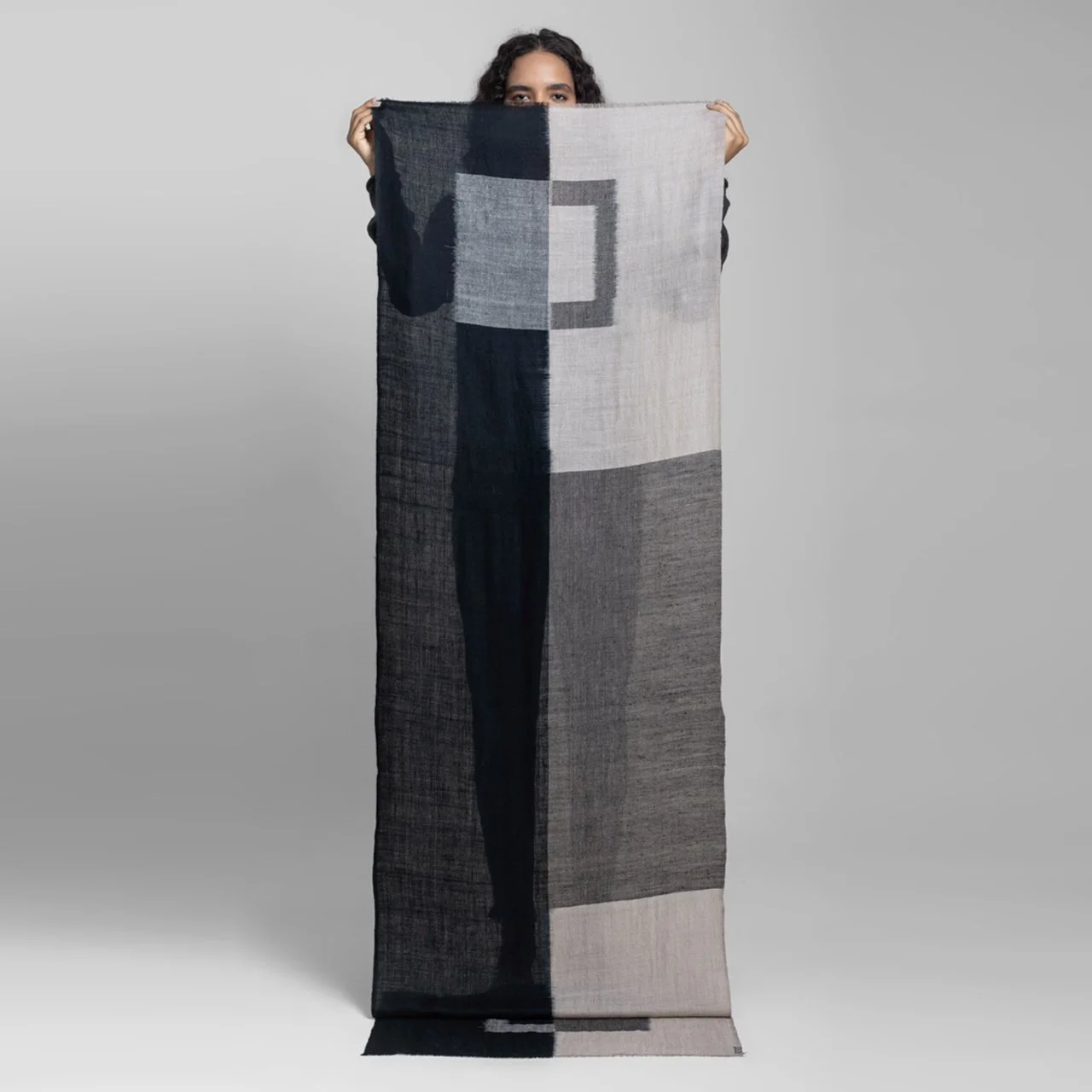 Silent Block Handwoven Cashmere Ikat Scarf