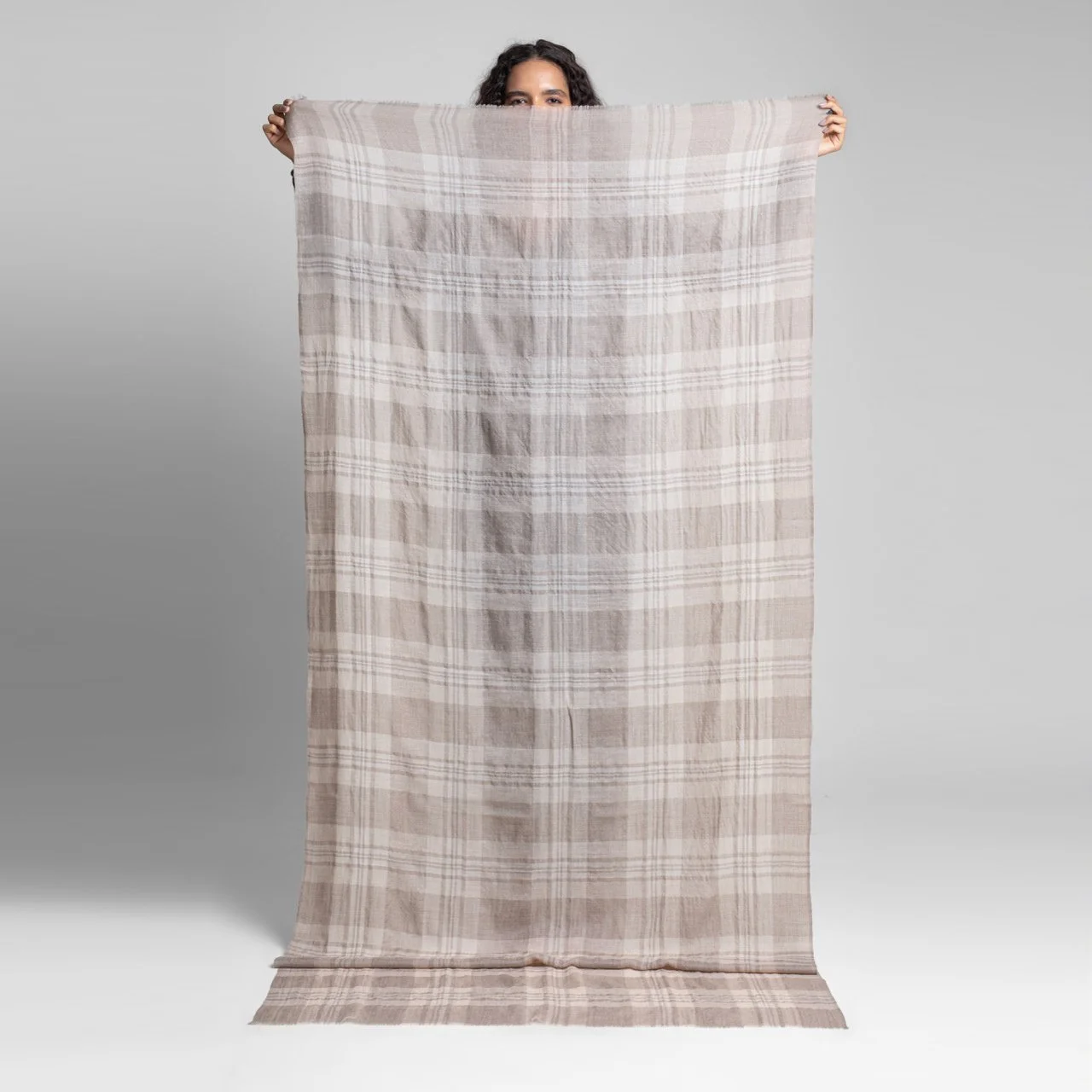 Whispered Plaid Handwoven Cashmere Shawl