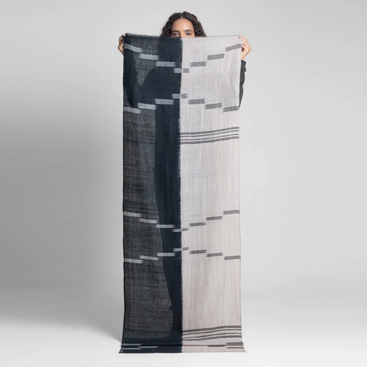 Still Geometry Handwoven Cashmere Ikat Scarf