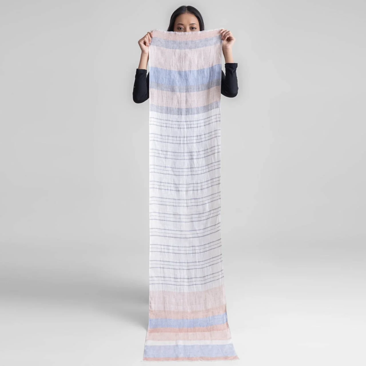Soft Horizon Handwoven Linen Scarf