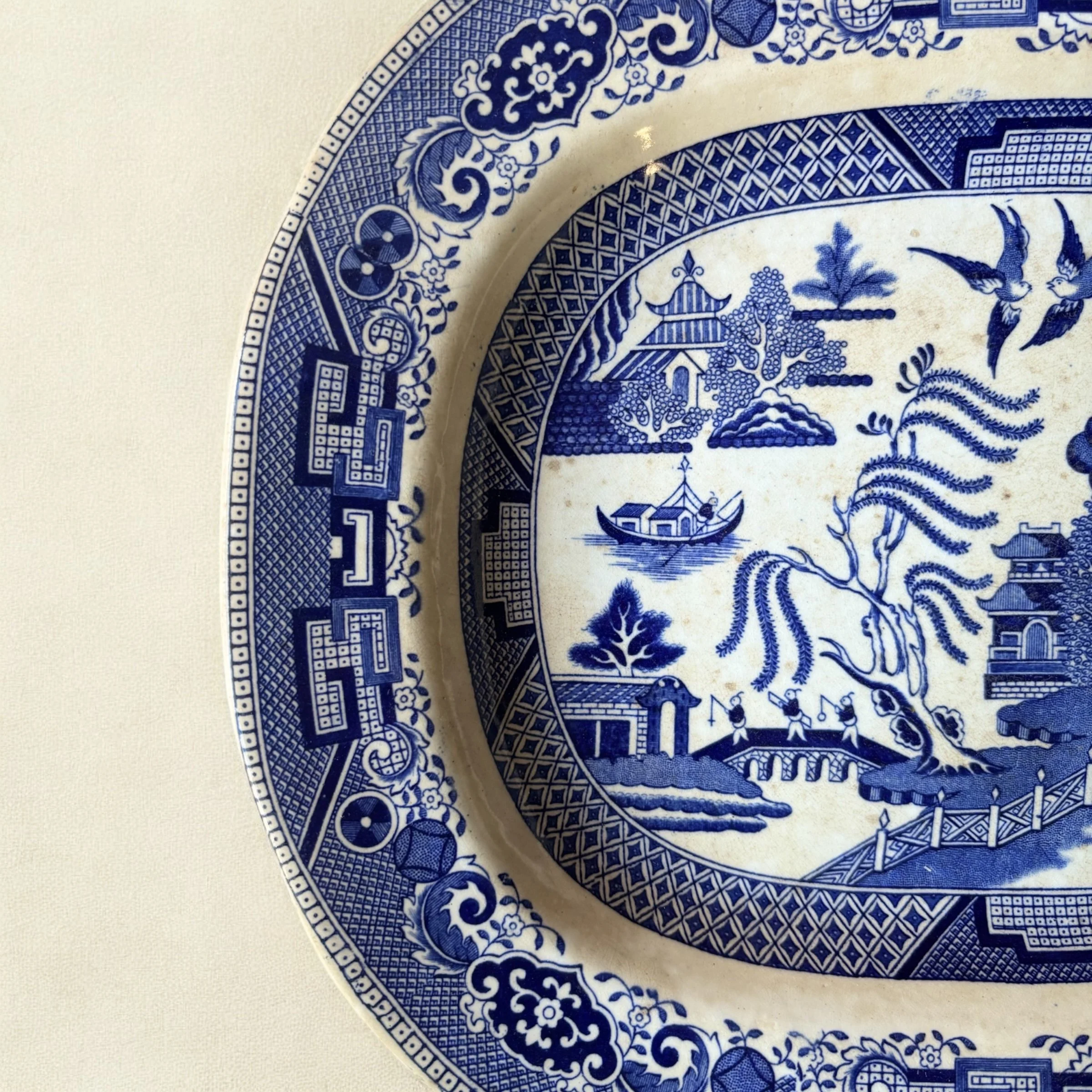 19th Century English Blue Willow Platter