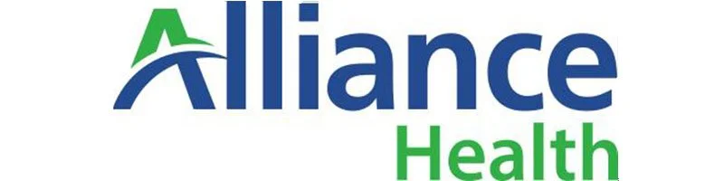 Alliance Health logo with green and blue text.