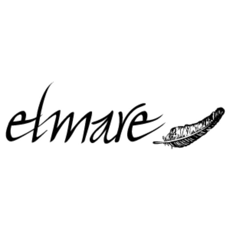 Das Wort "elmare" in eleganter Schrift mit einer Feder rechts daneben.