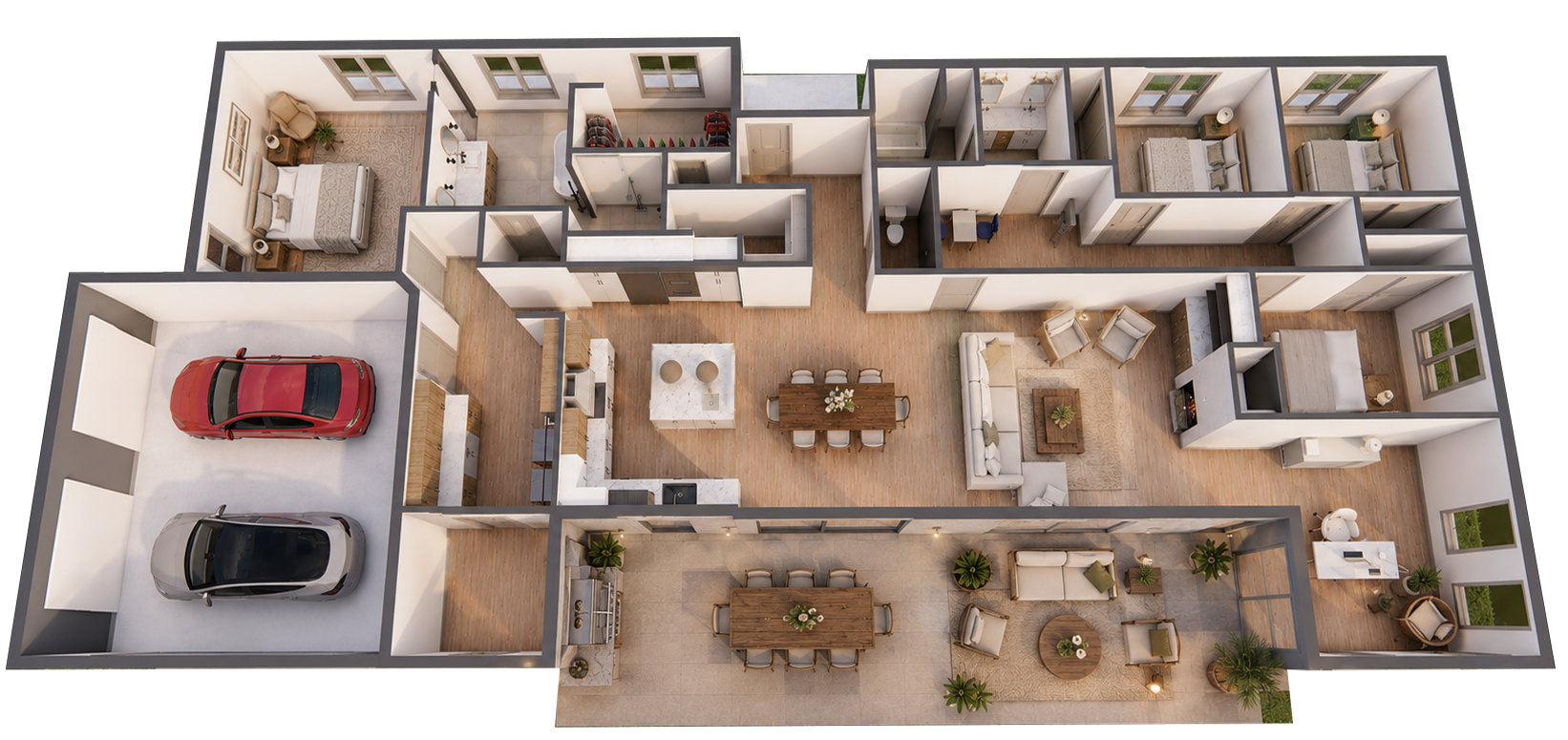 Luxury 4 Bedroom Accessible House Plan with Covered Outdoor Living | GOAT Homes