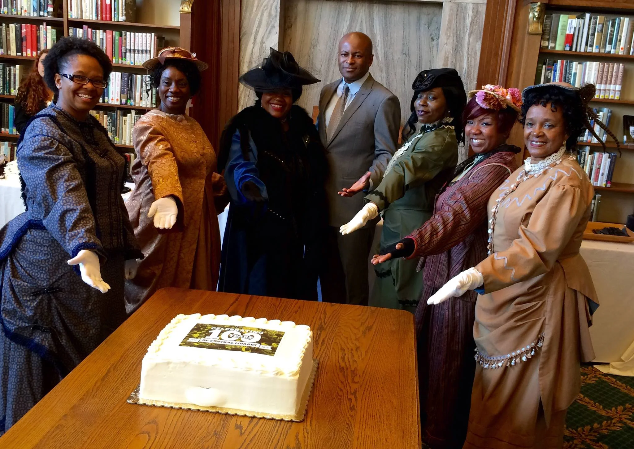  Celebrating the Indianapolis Public Library's 100th Anniversary with Vke Daniels and Councilman Vop Osili.&nbsp; 