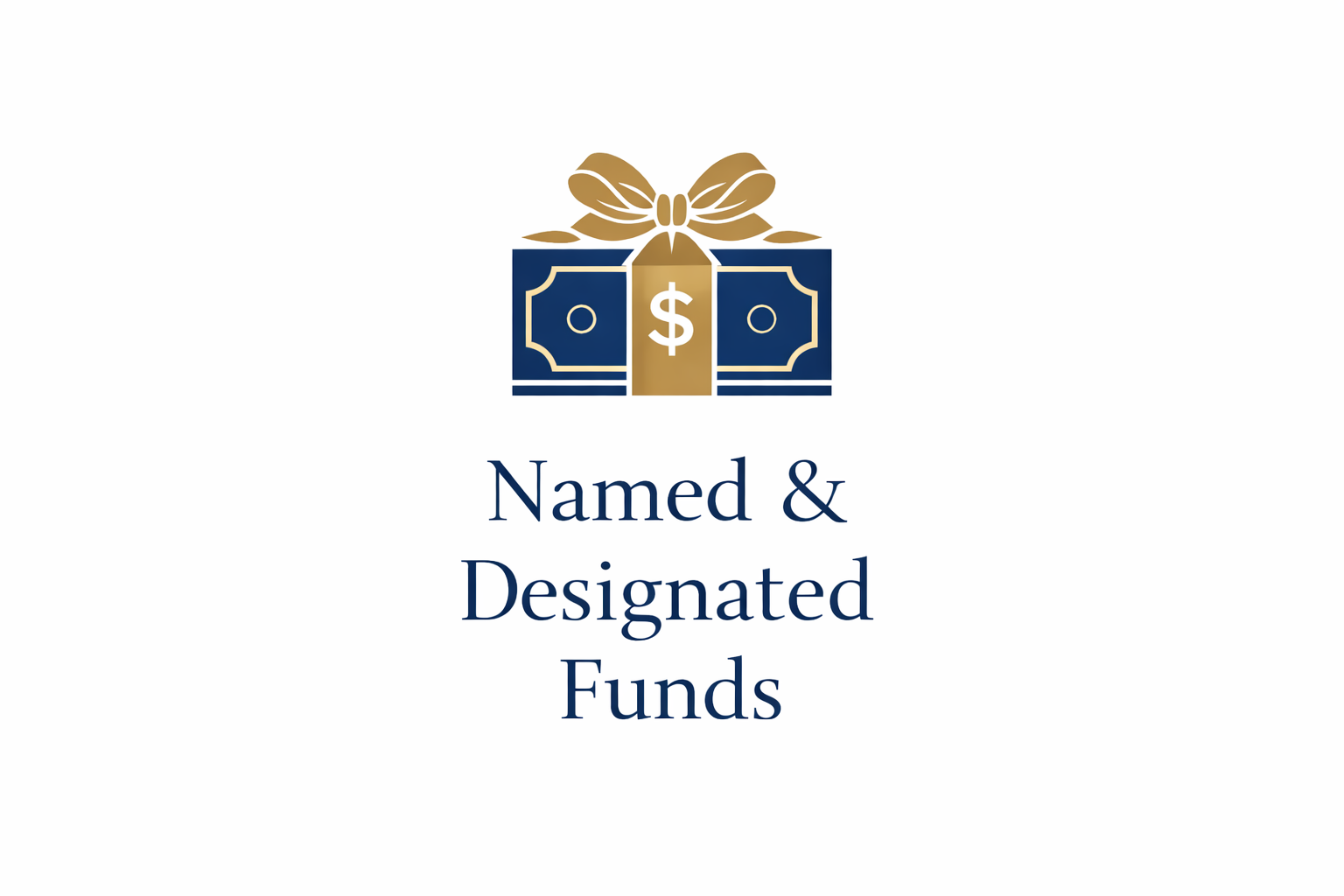 Logo featuring a stylized dollar bill with a bow on top and the text 'Named & Designated Funds' below.