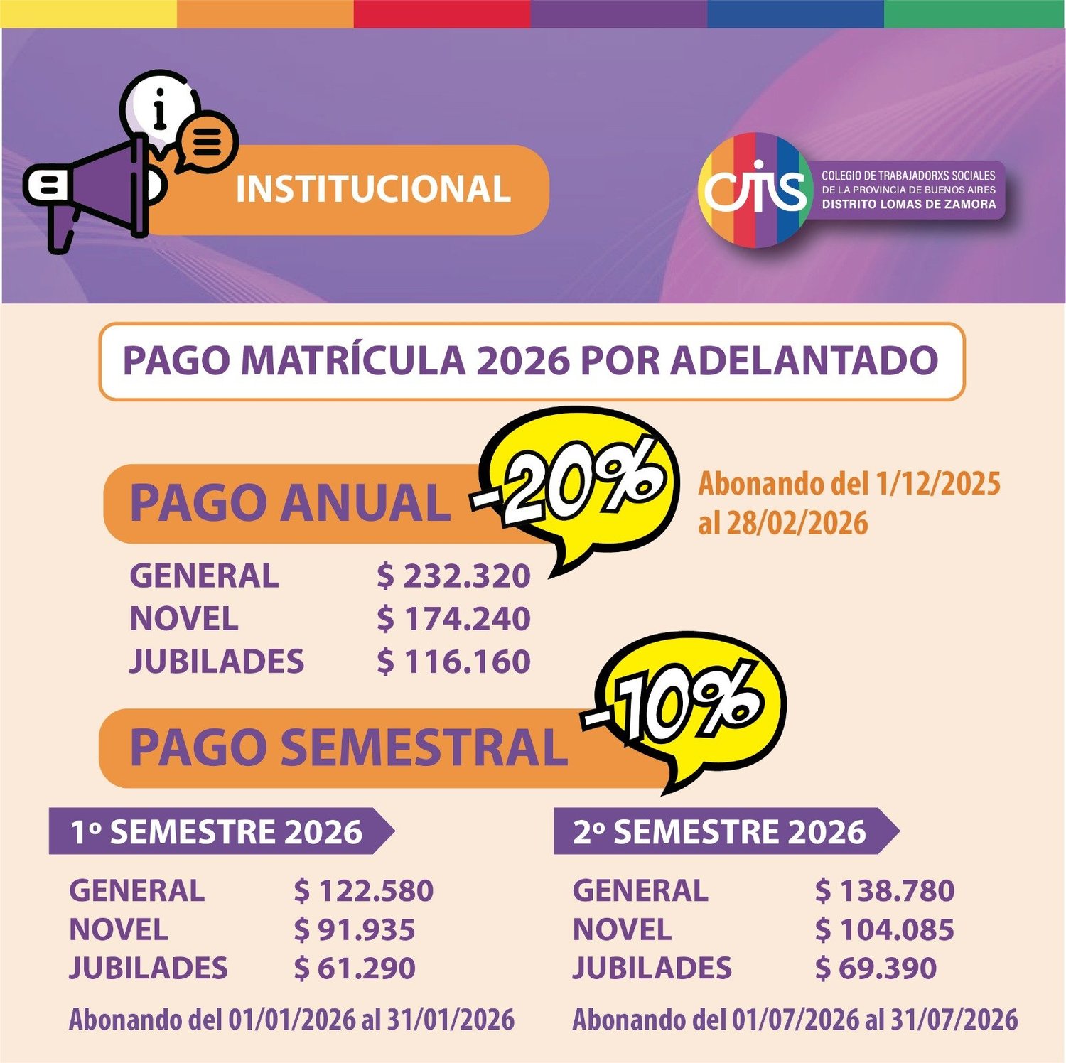 Pago anual y semestral