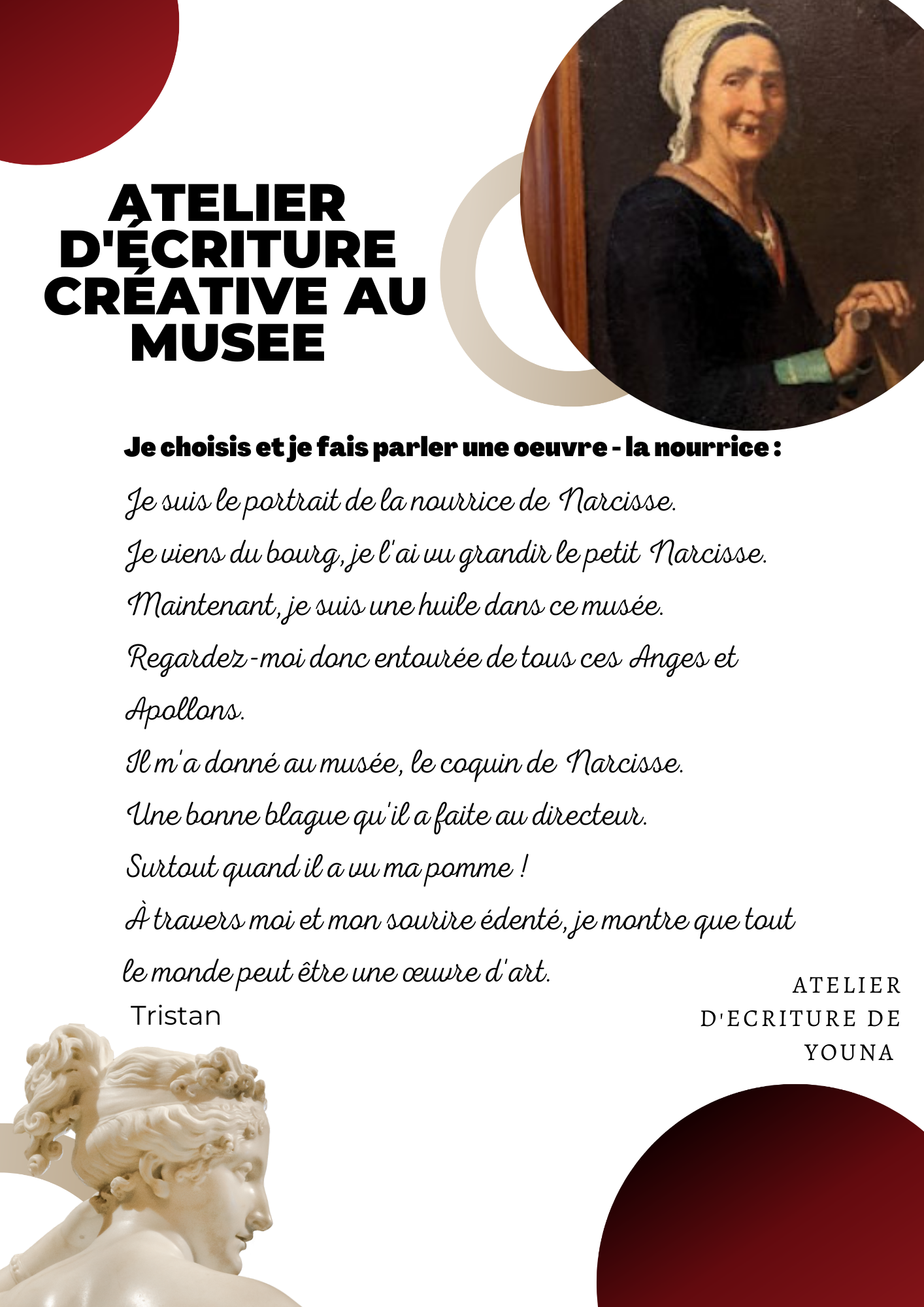 Texte produit lors de l'atelier d'écriture créative au musée des Beaux Arts de  Rennes d'après un portrait de Narcisse.