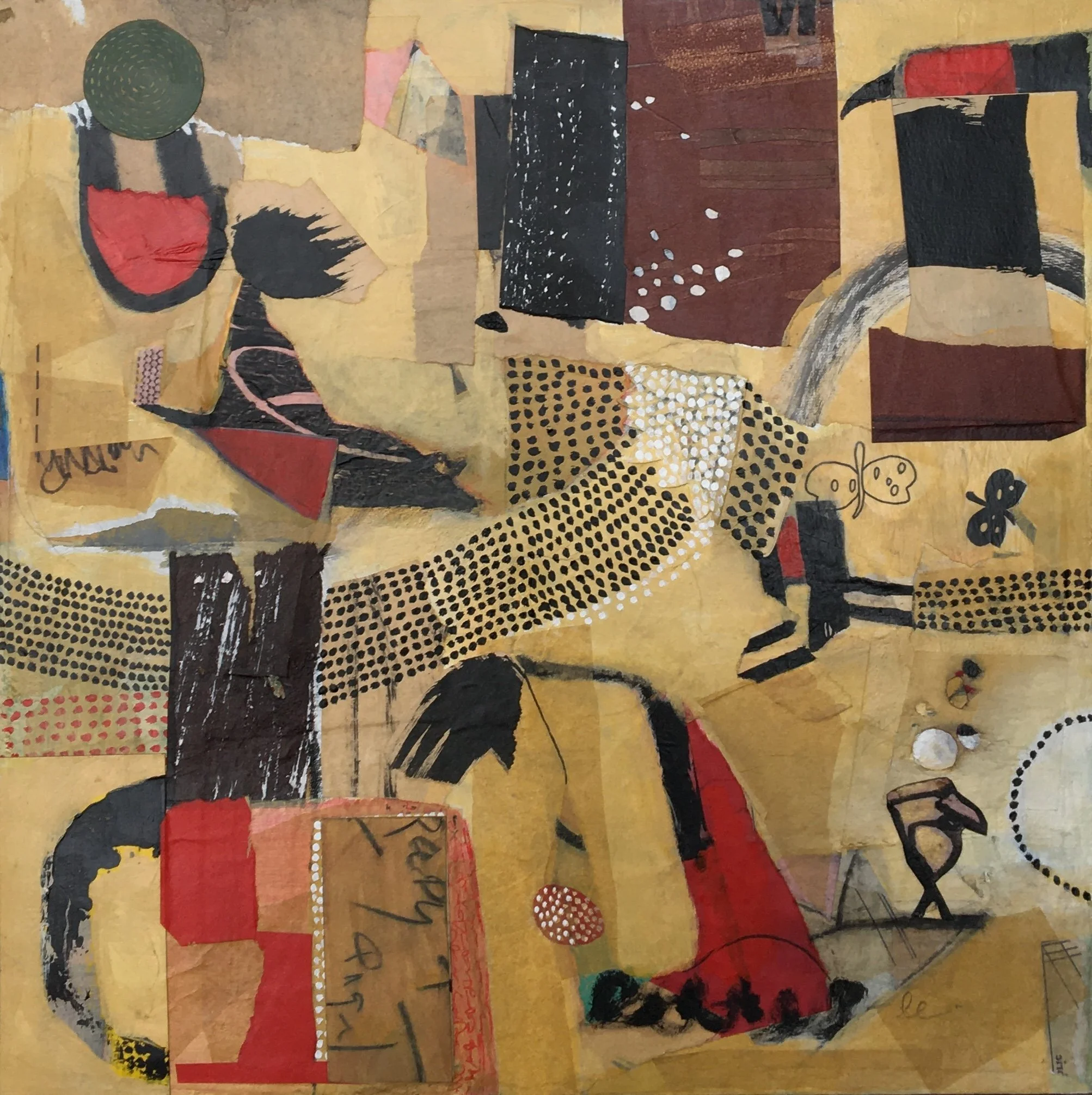 song to flight  16 x16 mixed media on panel board