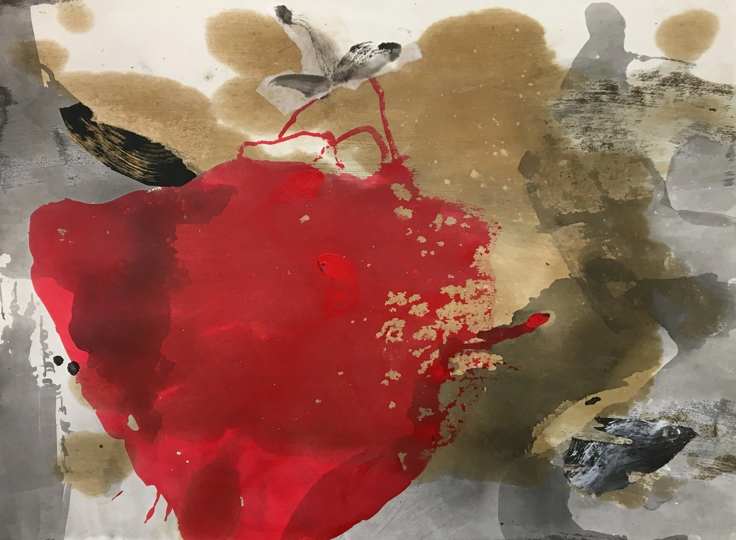 no.4 singing bowl 30 x 22.5 acrylic on paper