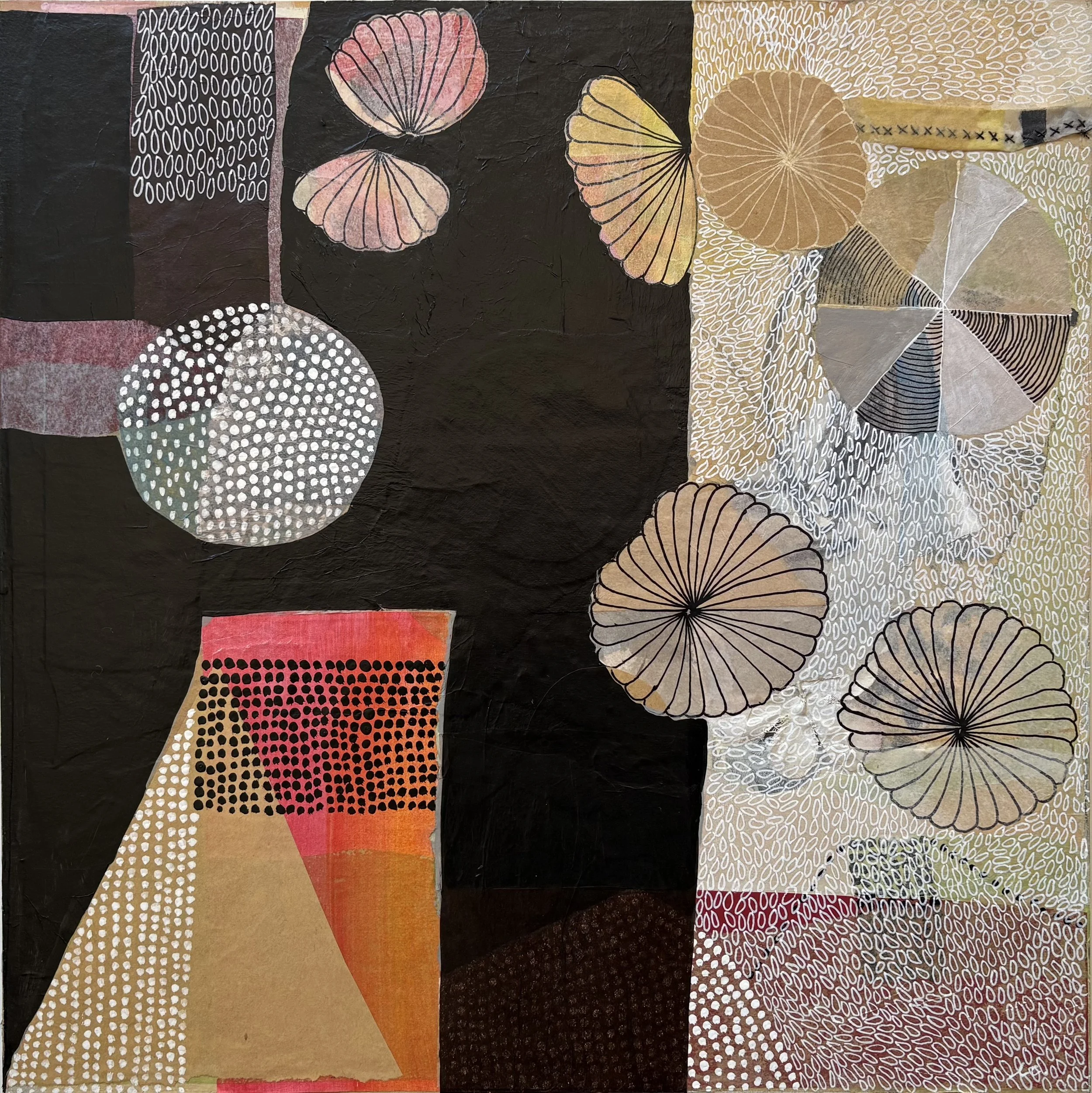 emerging  16 x 16 mixed media on panel board