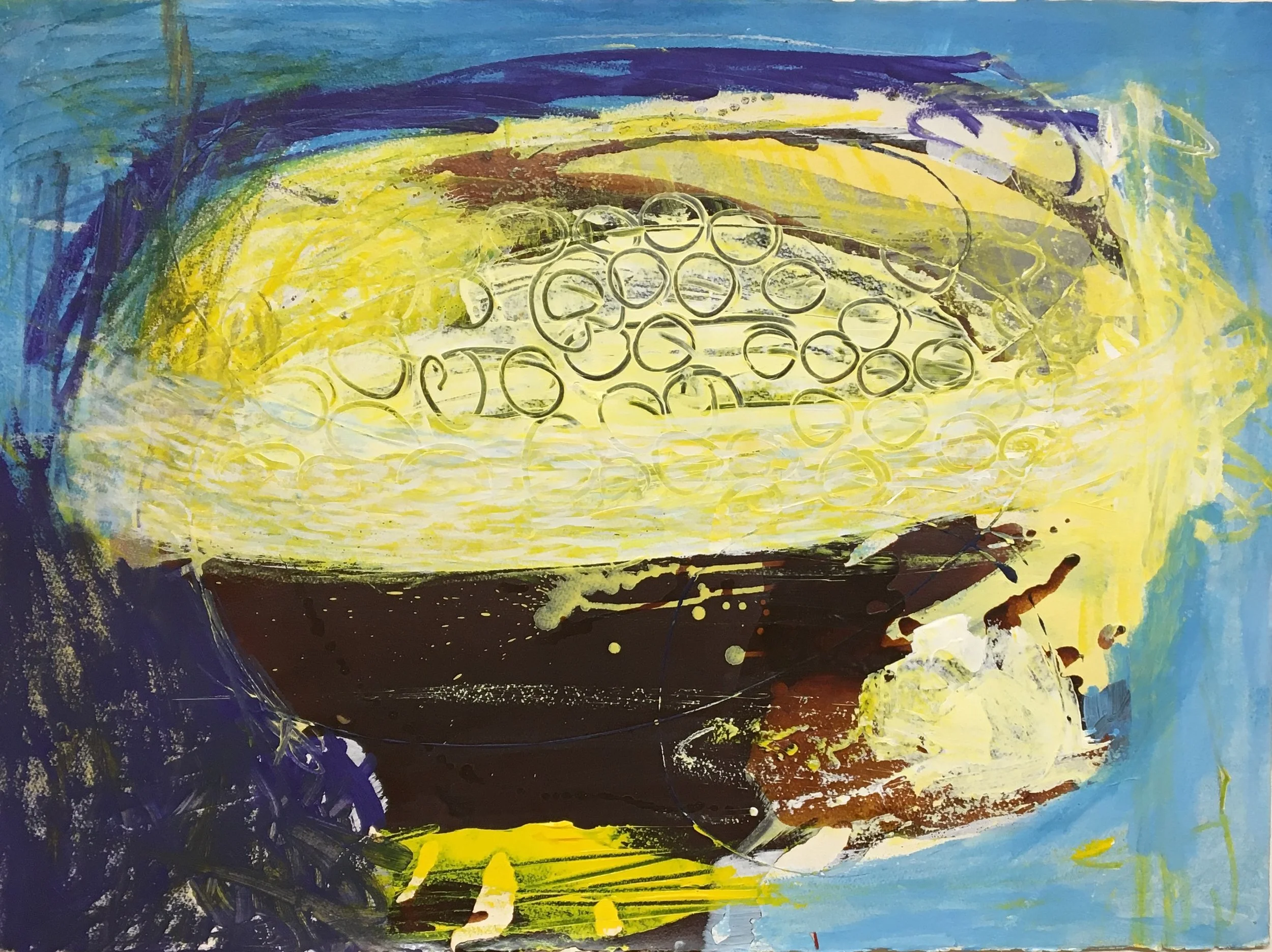 no.1 singing bowl 30 x 22.5 acrylic on paper