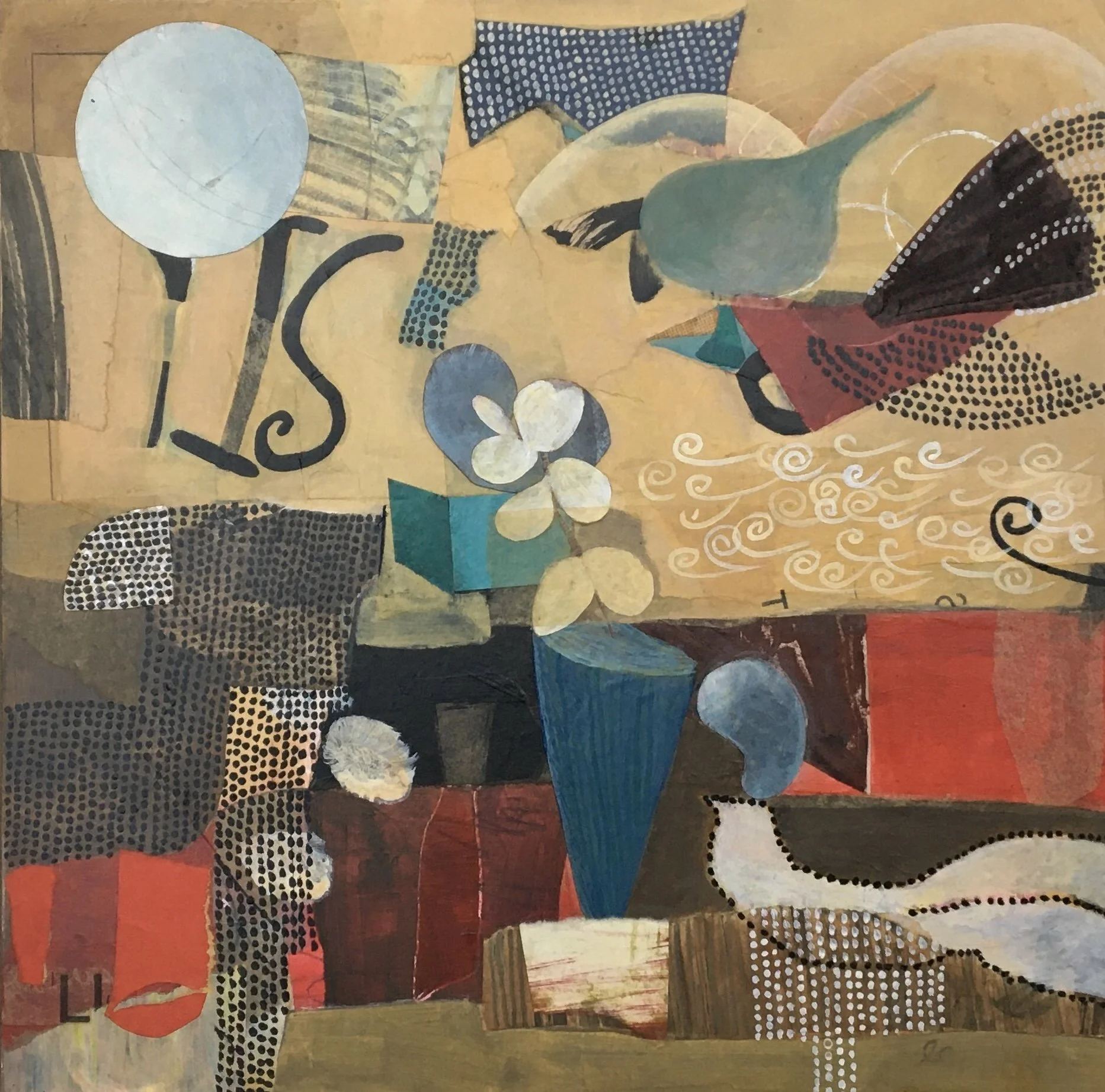 
feathered tribe  16 x 16   mixed media on panel board