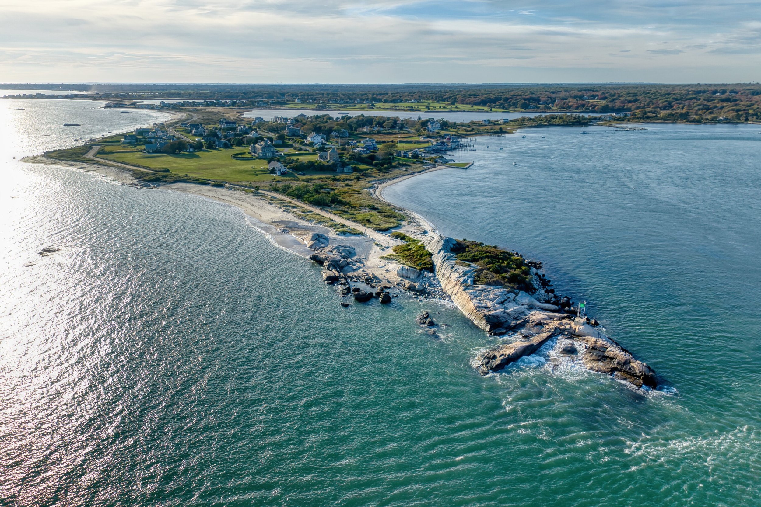 The Knubble, in Westport Massachusetts photographed from above by drone along the coast