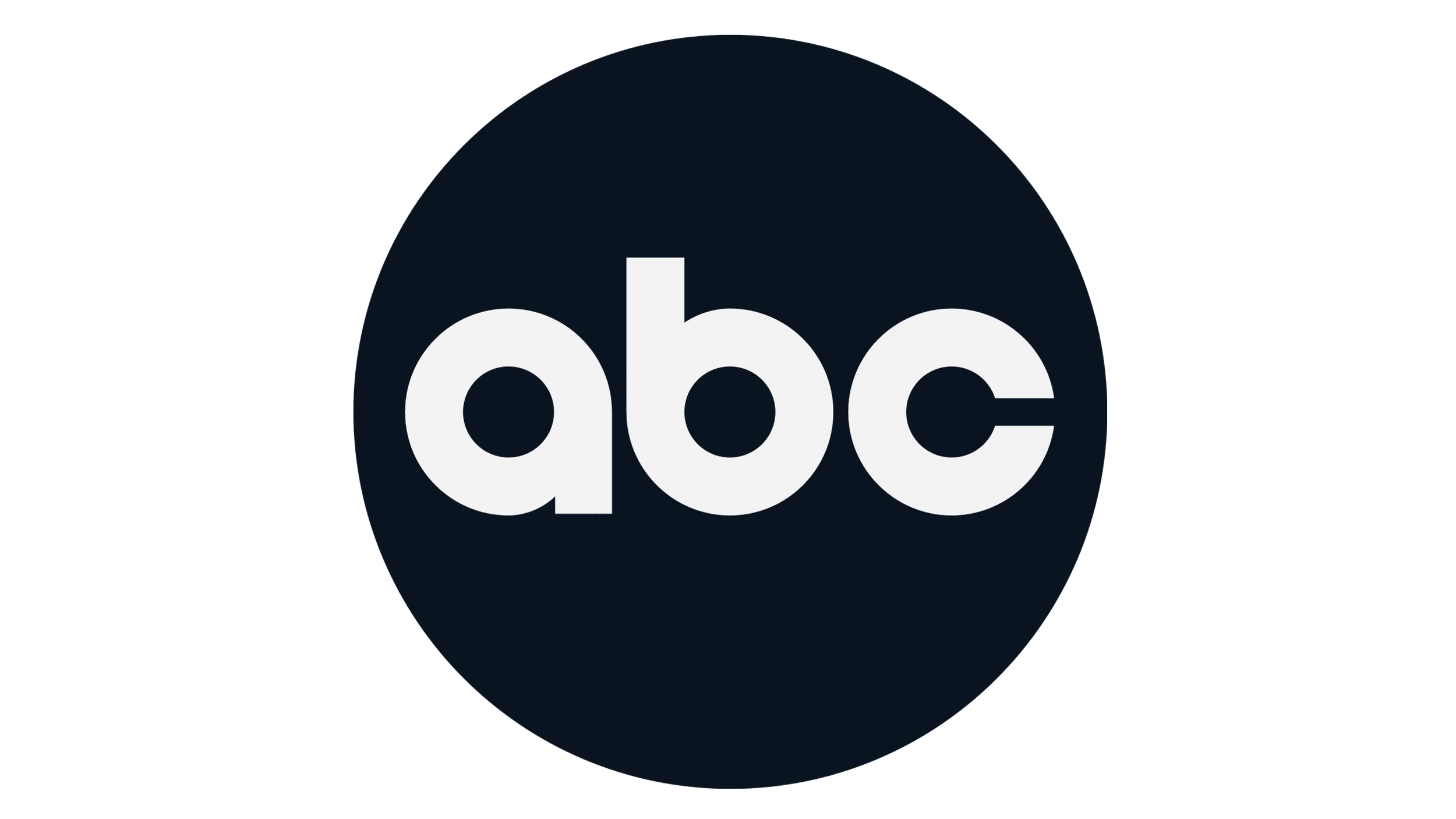 ABC logo with white lowercase letters on a dark blue circle background.