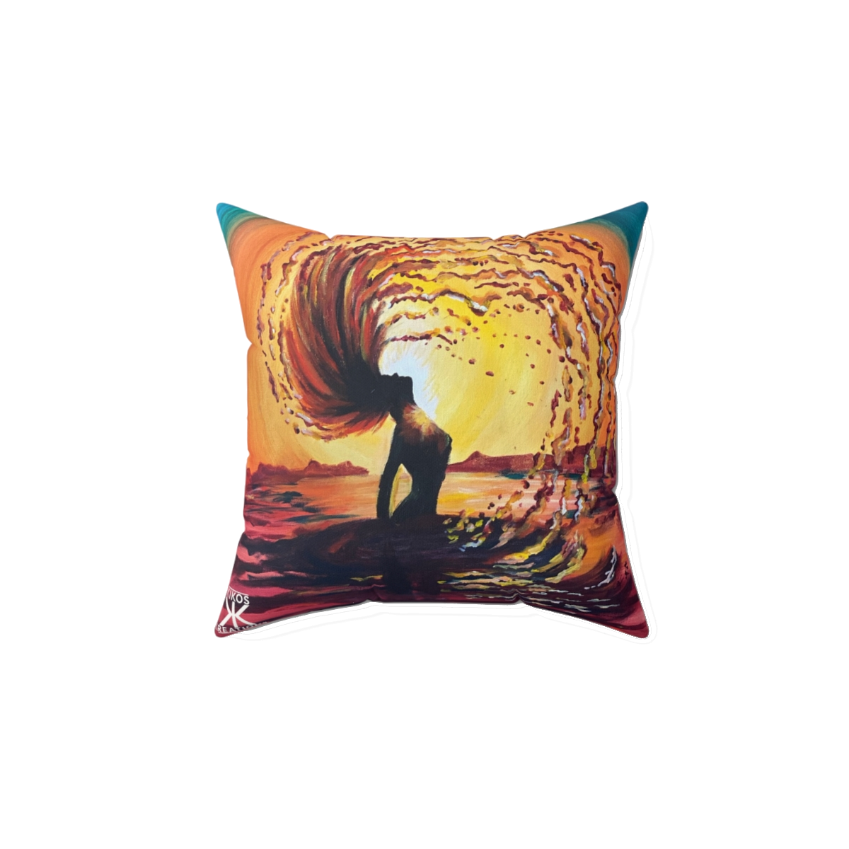 "Splash of Light" — Vibrant Meditative Faux Suede Square Pillow