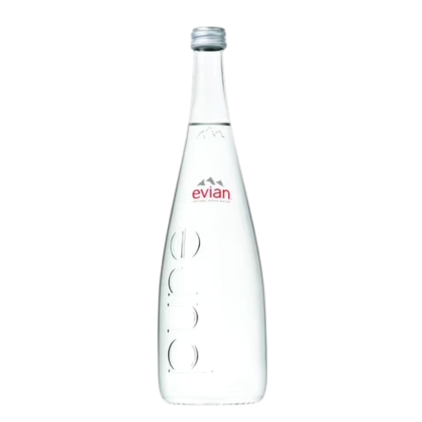 Water, Evian Still 12x750ml glass call