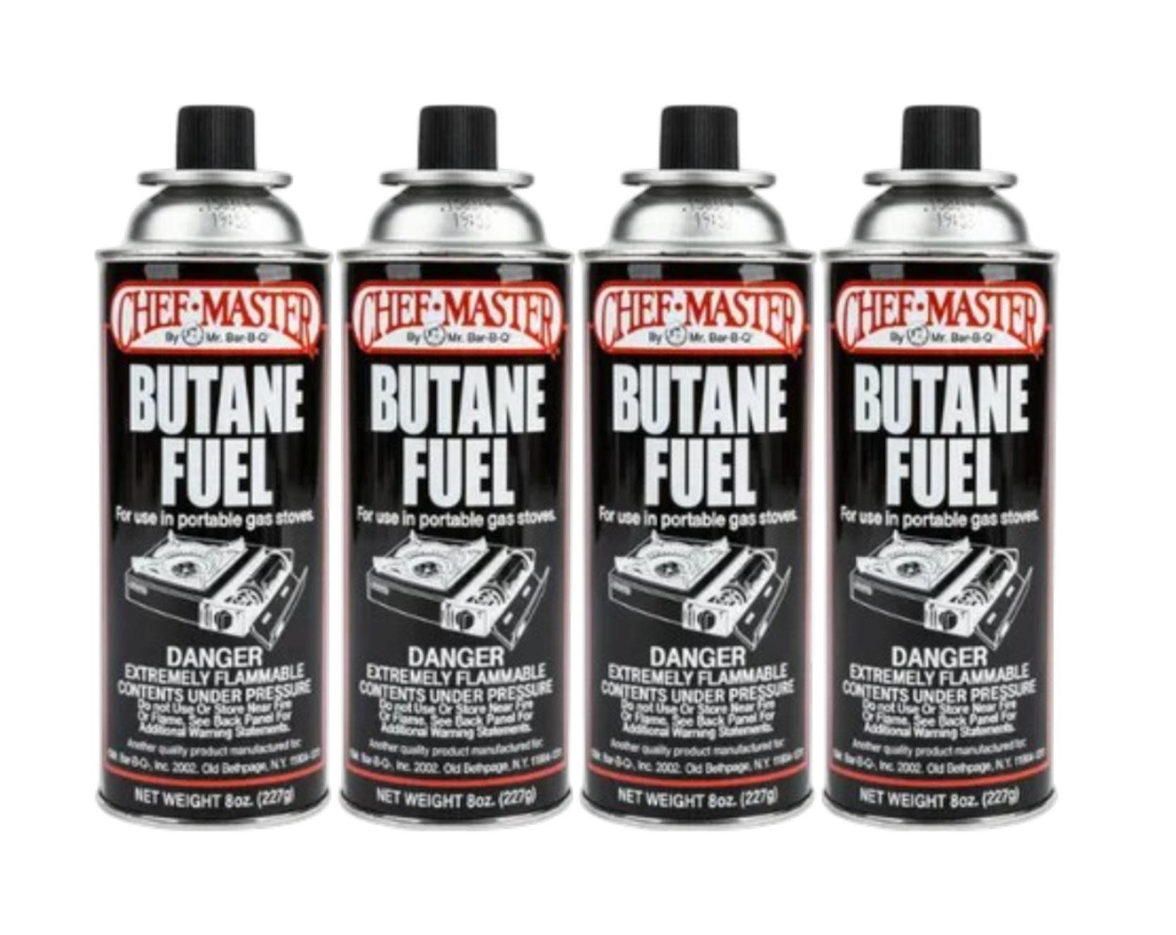 Fuel, Chef Master or equivalent Butane Fuel for Torch or Cassette Burner. 4x8oz pack 24.00 