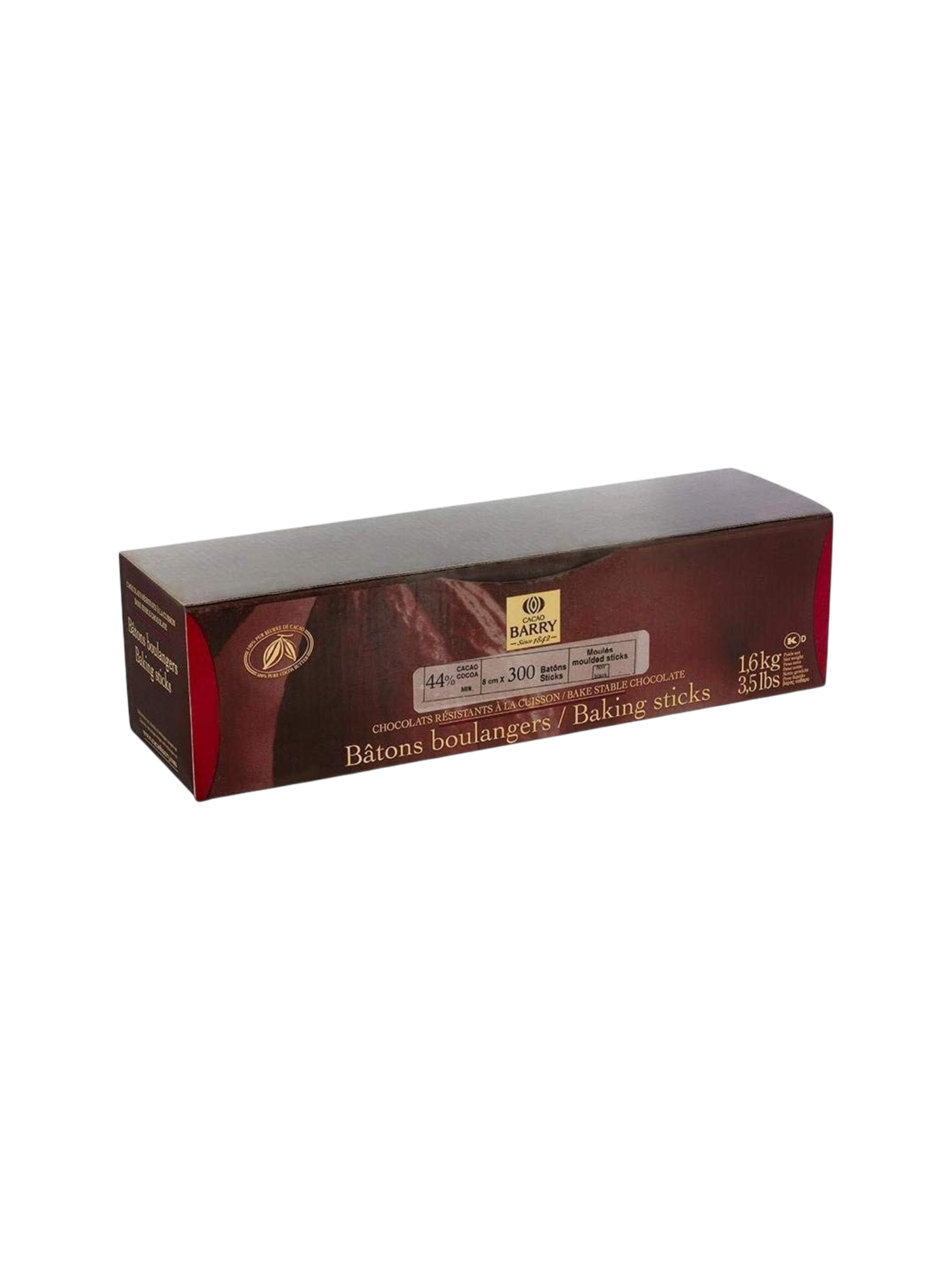 Chocolate Batons, Cacao Barry, 44%, 300ctx8cm (31/8"), 3.5lb box