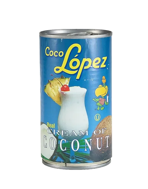 Coco Lopez, Cream of Coconut, 15oz tin 6.95,  24x15oz case 89.00, 57oz tin 19.75